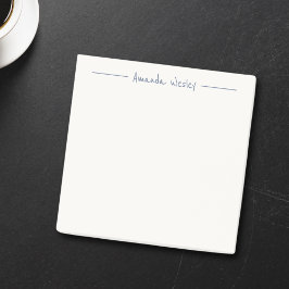 Bloco De Notas Nome do Cheio de Monograma Azul Minimalista Simple