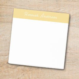 Bloco De Notas Nome do Cheio do Monograma Amarelo Minimalista Mod