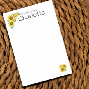 Bloco De Notas Nome do girassol amarelo de aquarela