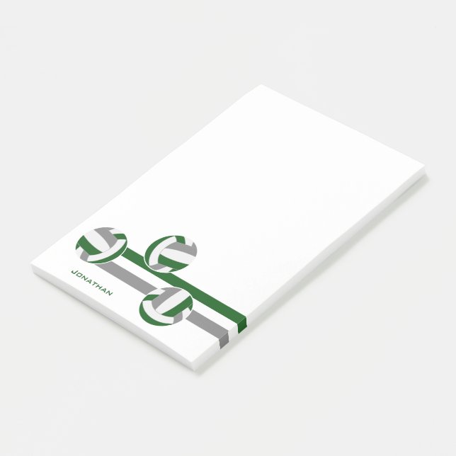 Bloco De Notas nome do jogador do Volleyball da cinza verde (Inclinado)