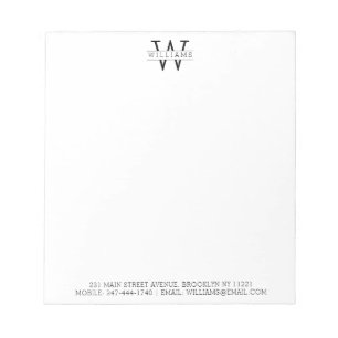 Bloco De Notas Nome do Monograma Clássico Endereço Profissional