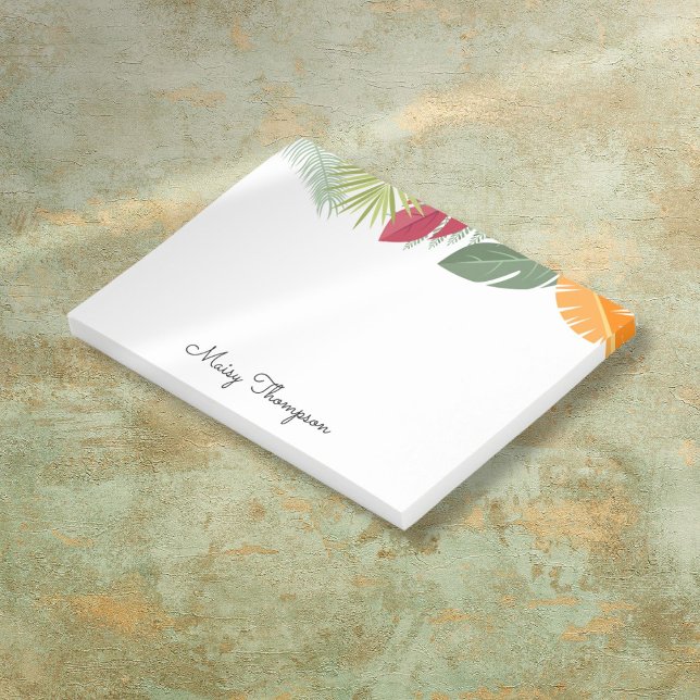 Bloco De Notas Nome do Monograma de Borda Floral Tropical (Tropical Floral Border Monogram Name Post-it Notes)