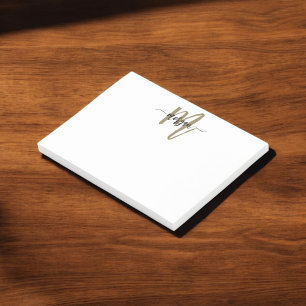 Bloco De Notas Nome do Monograma de Script Minimalista Preto Dour