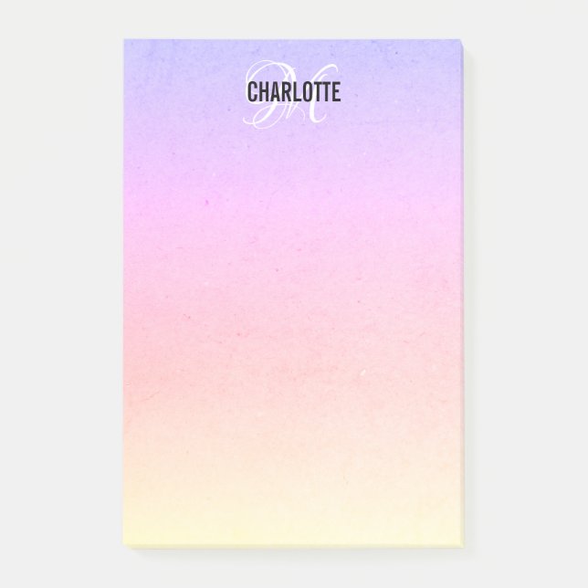 Bloco De Notas Nome do monograma do arco-íris moderno  (Frente)