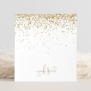 Bloco De Notas Nome do Monograma do Glitter Dourado