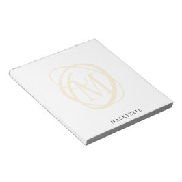Bloco De Notas Nome do Monograma Dourado Elegante Na moda moderno