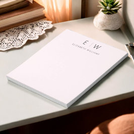 Bloco De Notas Nome do Monograma Minimalista Moderno e Rosa Esmag