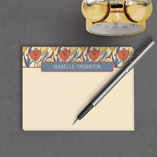 Bloco De Notas Nome do Padrão bonito de Tulip Vermelho e Amarelo