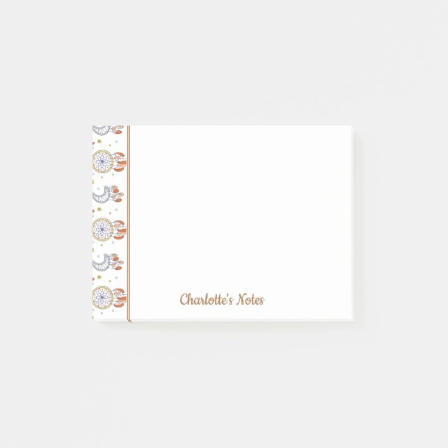 Bloco De Notas Nome do Padrão de Mandala Boho Retro Whimsical (Frente)