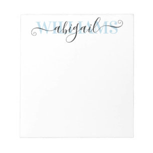 Bloco De Notas Nome do Script de Caligrafia Azul Preto Elegante