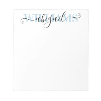 Bloco De Notas Nome do Script de Caligrafia Azul Preto Elegante