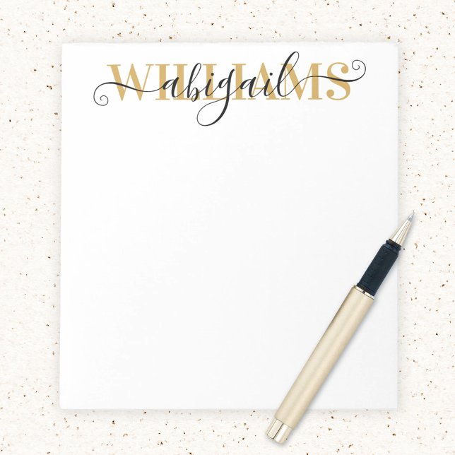Bloco De Notas Nome do Script de Caligrafia Dourada Elegante (Criador carregado)
