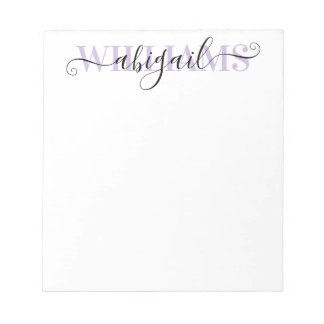 Bloco De Notas Nome do Script de Caligrafia Roxo Preto Elegante