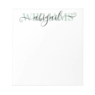 Bloco De Notas Nome do Script de Caligrafia Verde Preto Elegante