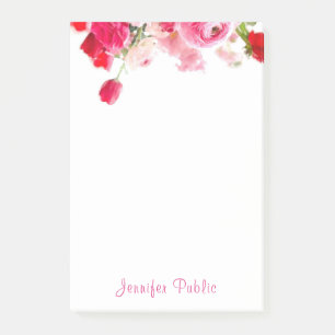 Bloco De Notas Nome do Script de Mão do Rosa de Aquarela