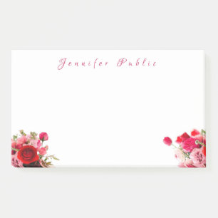 Bloco De Notas Nome do Script de Mão Rosa de Aquarela de Cores de