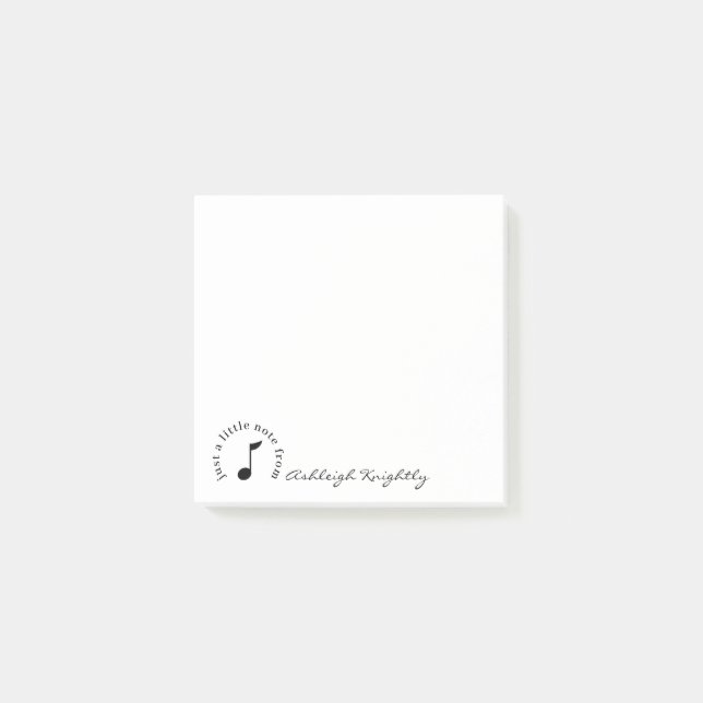 Bloco De Notas Nome do Script de Nota de Música Preto Personaliza (Frente)