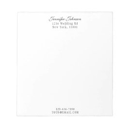 Bloco De Notas Nome e endereço do Elegante Script Moderno Preto