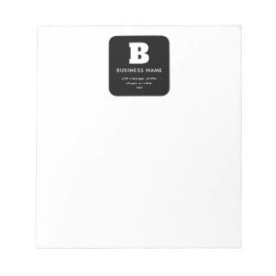 Bloco De Notas Nome e Slogan Comercial Editável Preto & Branco