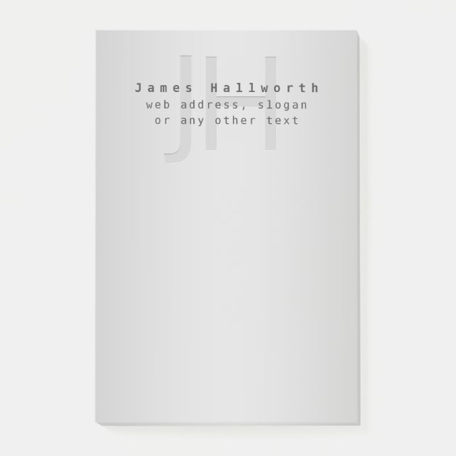 Bloco De Notas Nome e Slogan Editável Moderno | Gradiente de Cinz (Frente)