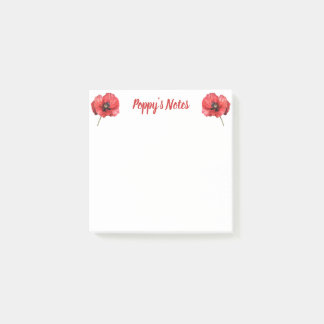 Bloco De Notas Nome Floral de Poppy com Aquarela