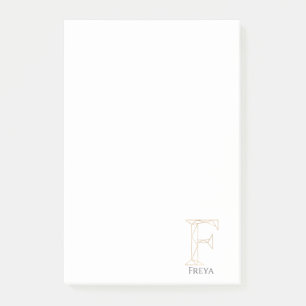 Bloco De Notas Nome geométrico Dourado Letra F Monograma