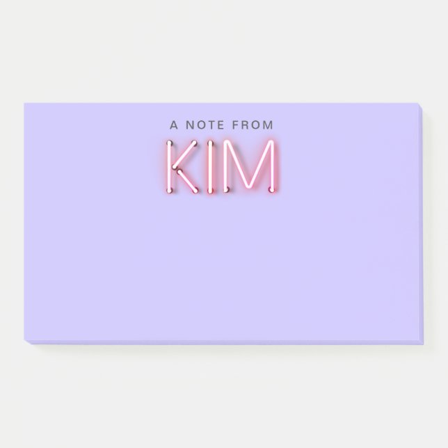Bloco De Notas Nome Kim em luzes néon brilhantes (Frente)