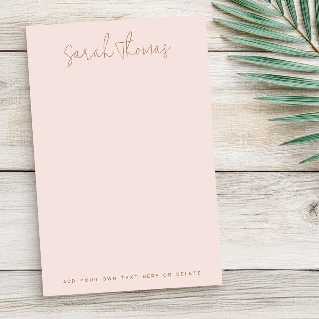 Bloco De Notas Nome manuscrito moderno rosa bege claro (Modern handwritten name light blush pink post-it notes)