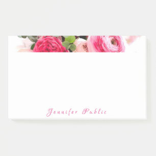 Bloco De Notas Nome manuscrito Texto Rosa de Watercolor