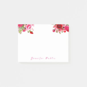 Bloco De Notas Nome Manuscrito Texto Rosas de Aquarela Floral