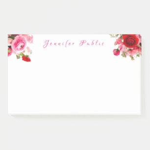 Bloco De Notas Nome manuscrito Texto Rosas de Aquarela Flores