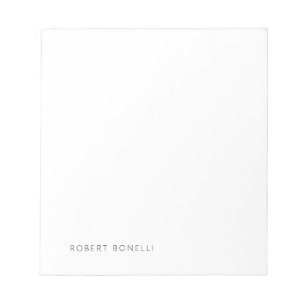 Bloco De Notas Nome Minimalista Preto e Branco Moderno Único