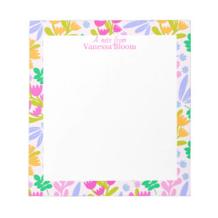 Bloco De Notas Nome moderno chique floral bonito colorido