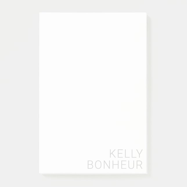 Bloco De Notas Nome Moderno da Cinza Leve em Branco (Frente)