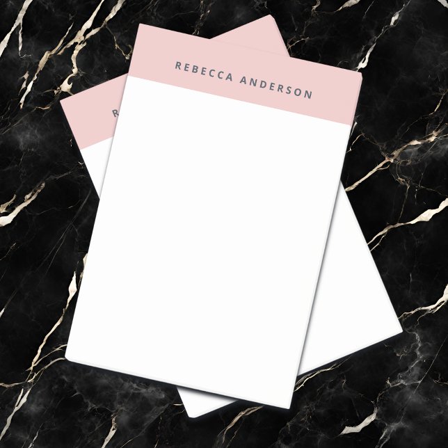 Bloco De Notas Nome Moderno Elegante Rosa e Azul-Ciano (Criador carregado)