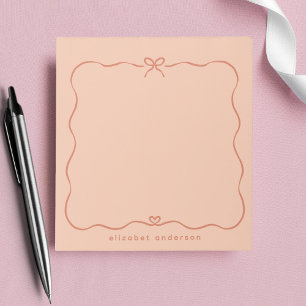 Bloco De Notas Nome Monograma Arco Minimalista Pastel Fofo