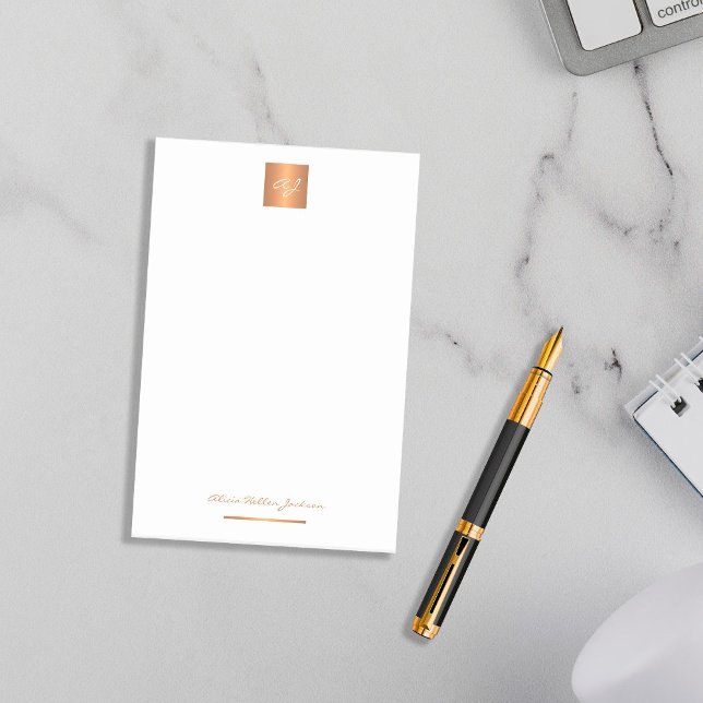 Bloco De Notas Nome monograma de ouro elegante personalizado (Criador carregado)