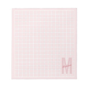 Bloco De Notas Nome monograma padrão de grade rosa menina