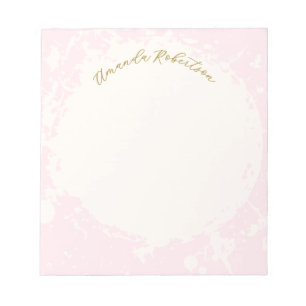 Bloco De Notas Nome Monograma Pastel Rosa Dourado Espalhado Elega