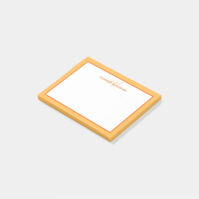 Bloco De Notas Nome Monograma Personalizado Laranja Mínimo (Inclinado)