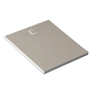 Bloco De Notas Nome Monogramado Elegante Rustico Taupe