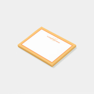 Bloco De Notas Nome Monogramado Personalizado Minimalista Laranja