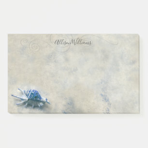 Bloco De Notas Nome Monogrammed litoral 10x6 do Seashell azul