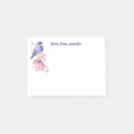 Bloco De Notas Nome personalizado Aquarela Bluebird Garden Bird A