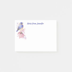 Bloco De Notas Nome personalizado Aquarela Bluebird Garden Bird A