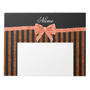 Bloco De Notas Nome personalizado arcos de faixas de brilho laran