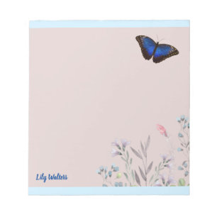 Bloco De Notas Nome Personalizado Belo Borboleta Azul Morpho