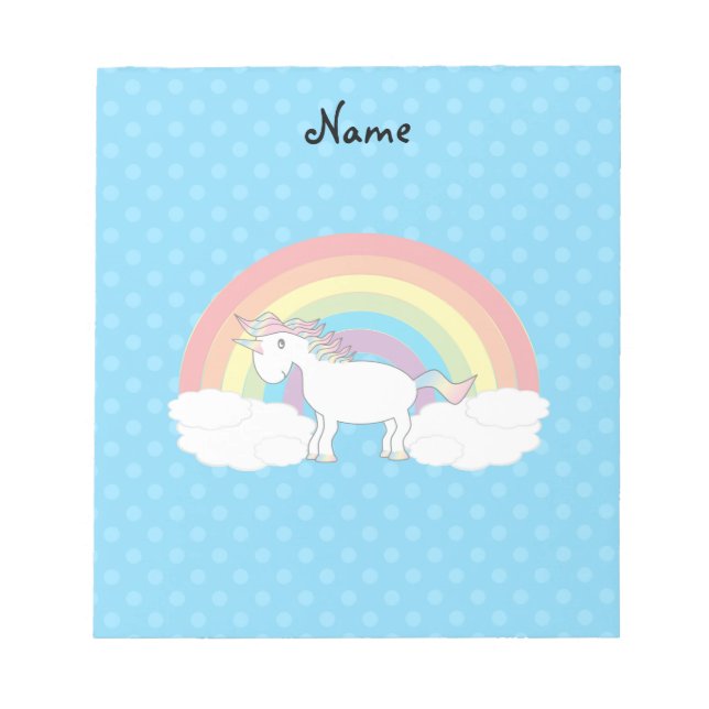 Bloco De Notas Nome personalizado bolinhas azuis unicorn (Frente)