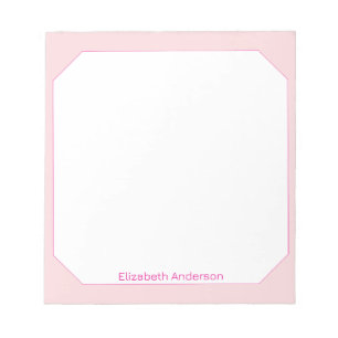 Bloco De Notas Nome Personalizado Branco e Rosa Claro