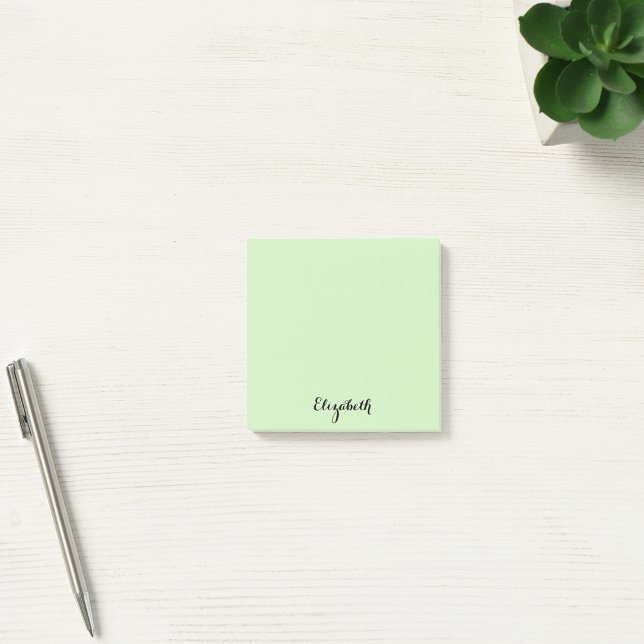 Bloco De Notas Nome Personalizado Casa Verde Clara Empresa (Personalized Name Light Green Home Office Business Post-it Notes)